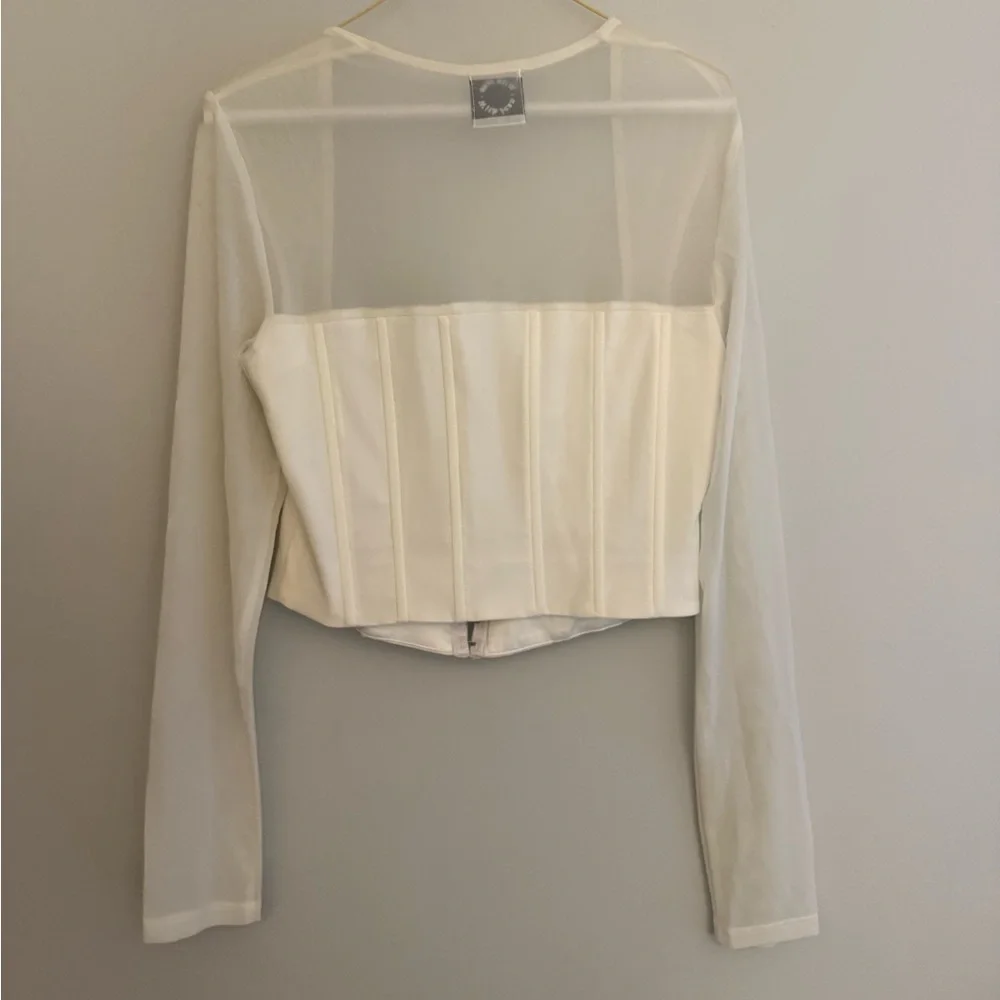 White With Jean Mesh Bustier top - Picture 6 of 7